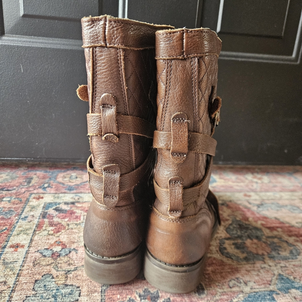 Brown Leather Buckle Boots - Picture 6 of 14